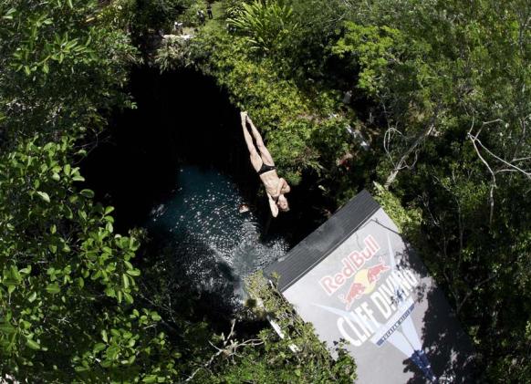 Cliff Diver in Yucatan at Red Bull World Series 