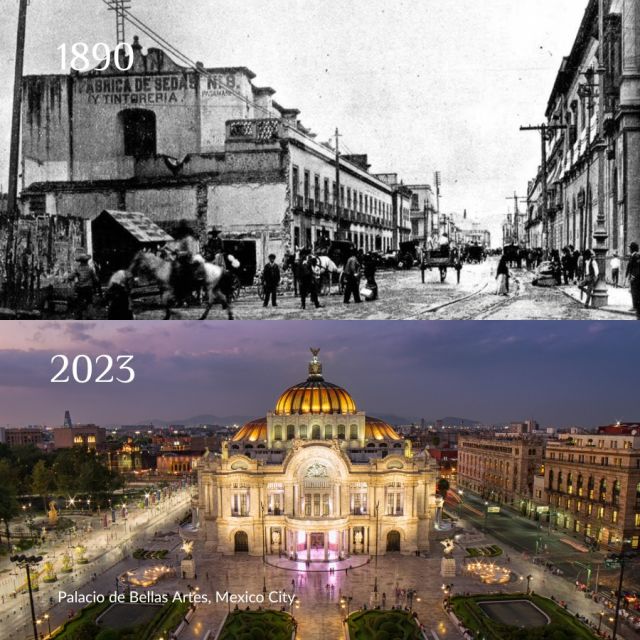 Before the Palace of Fine Arts (aka Palacio de Bellas Artes) was built —the top Fine Arts hub in Mexico— there was a temple on the site, which was later replaced by a silk factory. Who would have guessed that architect Adamo Boari would turn this spot into such a masterpiece? 🎭✨

Known around the world, The Palacio de Bellas Artes is a lively cultural spot. It hosts art events, literature gatherings, galleries, and exhibitions that leave everyone amazed.

#mexico #mexicotravel #heritage #bellasartes #history #culture #travel #mexicocity
